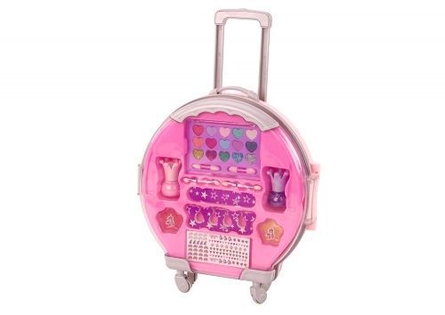 Set of Cosmetics in a Nail Makeup Suitcase Pink Suitcase 12 pcs.