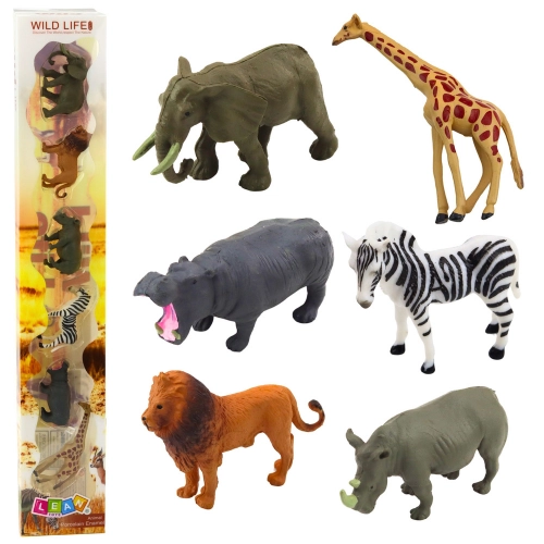 Set of Mini Figures Wild Animals Giraffe Zebra Lion 6-8cm 6pcs