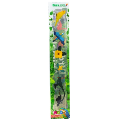 Set of Mini Figurines Exotic Birds Hibiscus Yellow 4-11cm 6pcs