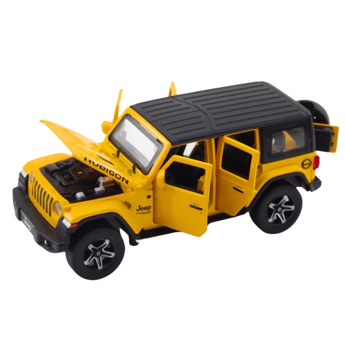 Set of Off-road Vehicles with Camper, Metal, Drive, Lights, Sounds, Yellow, 1:32
