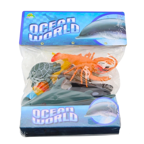Set of Sea Animals Figurines: Shark, Hammerhead, Killer Whale, Horse, Lobster, Turtle, 6pcs