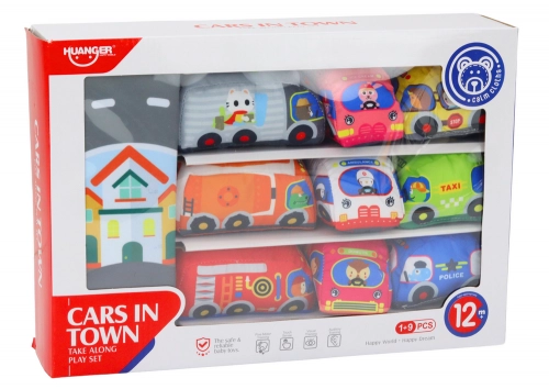 Set of Soft Toy Cars Play Mat 9 Pieces