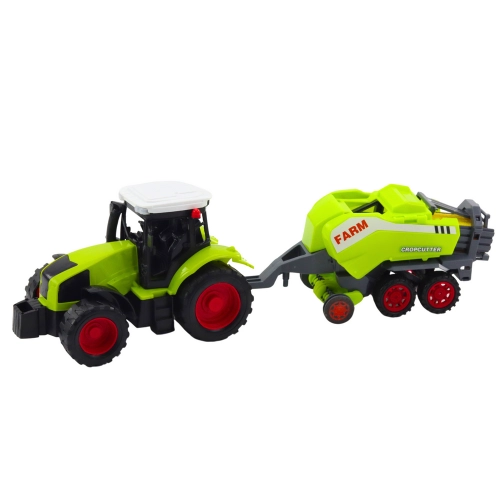Set of Tractor Tractor Agricultural Baler Hay Baler Green
