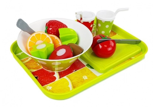 Set of Vegetables and Fruits with a Battery Blender and a Tray