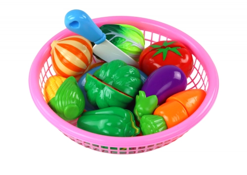 Set of Velcro Vegetables in a Basket 8 Pcs Plate Knife
