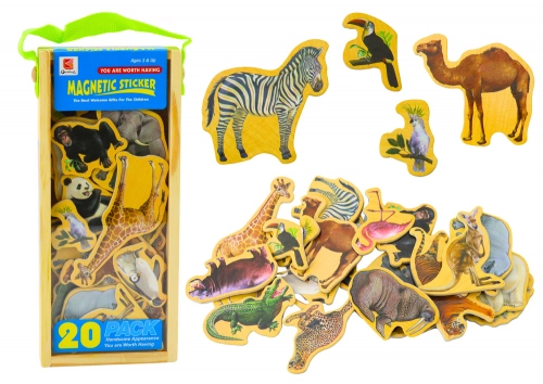 Set of Wooden Magnets Animals 20 Pieces Colorful