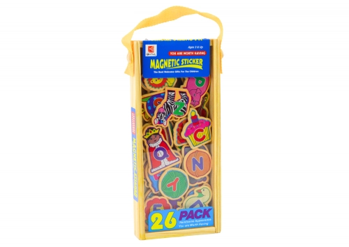 Set of Wooden Magnets Letters Pictures Animals Objects 26 Pieces