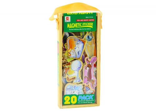 Set of Wooden Magnets with Colorful Animals, 20 pieces