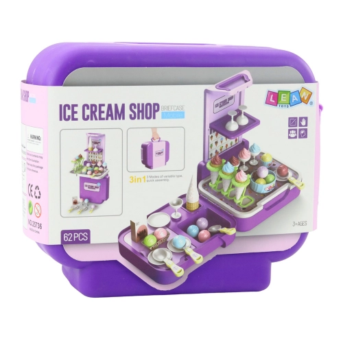 Set: Suitcase with Ice Cream Mobile Shop Ice Cream Parlor Kitchen 3 in 1 62 pcs.