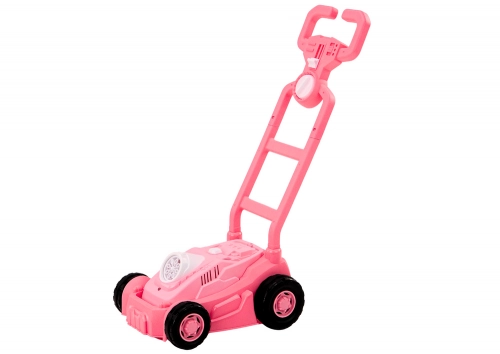 Soap Bubble Machine Lawn Mower Ride-On with Pink Handle