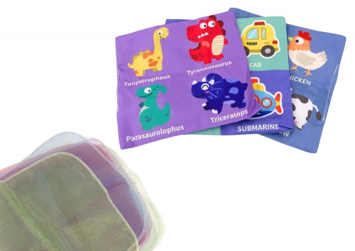 Soft Tissue Box with 6 fabrics and 3 rustling colorful wipes