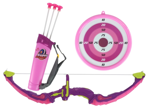 Sporting Bow Shooting Set Shield Arrows Suction Cups Pink