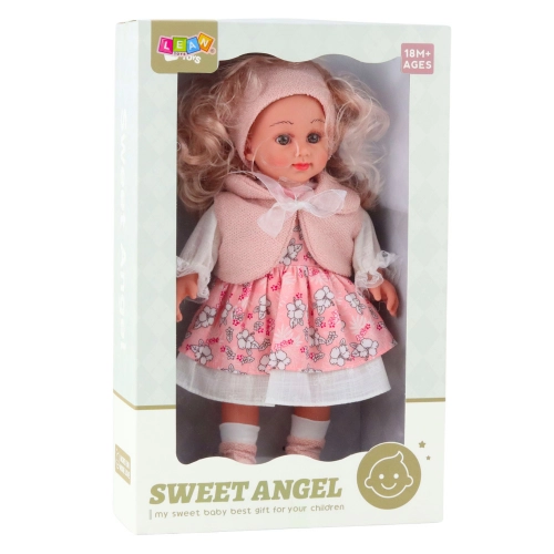 Sweet Angel Doll in Pink Floral Dress, Sleeveless Top, and Headband, 36cm