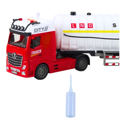 Tanker Truck Pumping Water Lights Sounds White and Red