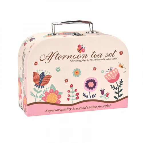 Tea Set In A Suitcase Cups Plates Cake Donuts