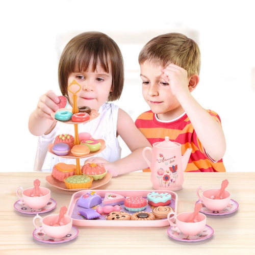 Tea Set In A Suitcase Cups Plates Cake Donuts