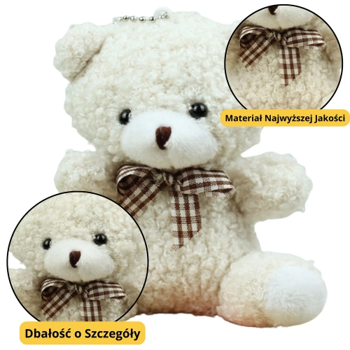 Teddy Bear Plush Keychain Pendant Decoration White 8cm