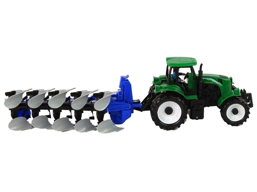 Tractor with Plow Plastic Green Blue