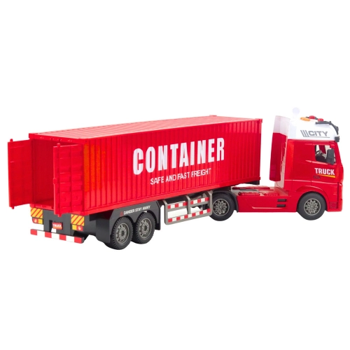 Transport Truck With Container Lights Sounds Red
