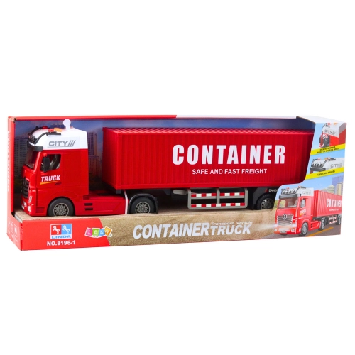 Transport Truck With Container Lights Sounds Red
