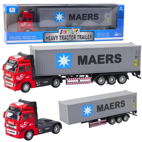 Truck Container With Pull-Back Drive Opening Doors Gray Red