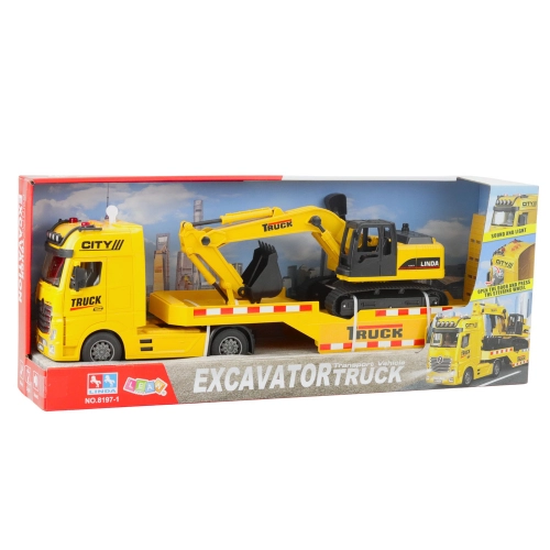 Truck Tow Truck Crawler Excavator Lights and Sounds Yellow Set