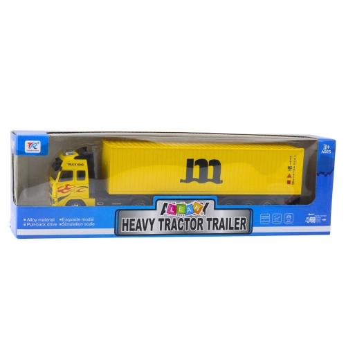 Truck with Container Metal Cab Pull Back Drive Yellow