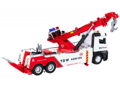 Truck With Crane Two Metal Hooks Red And White Lights Sounds