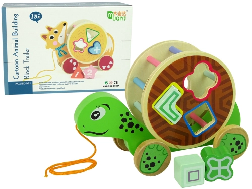 Turtle On Wheels Wooden Block Sorter