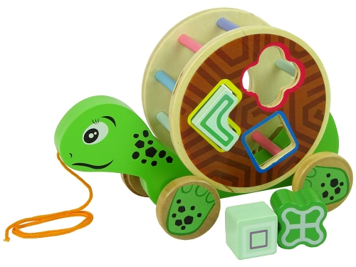 Turtle On Wheels Wooden Block Sorter