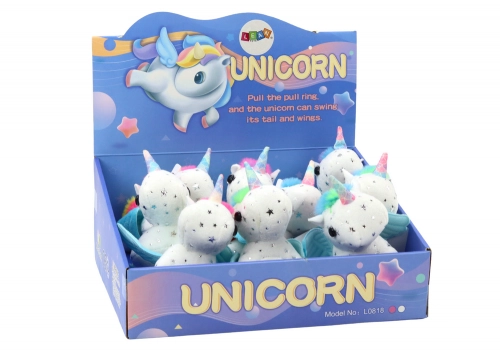 Unicorn Plush Pull-On Jumping Horse, White