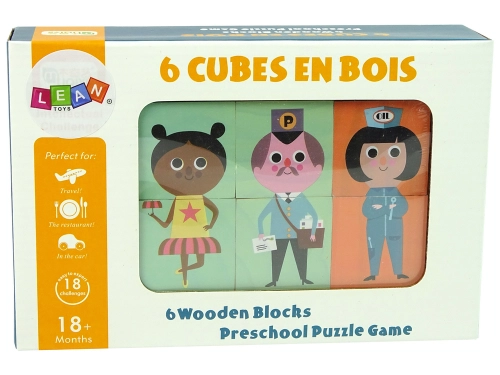 Wooden Blocks Assemble Characters 6 Piece Puzzle Colourful