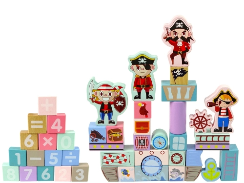 Wooden Bricks Castle Pirates Ship 46 Pieces Puzzle
