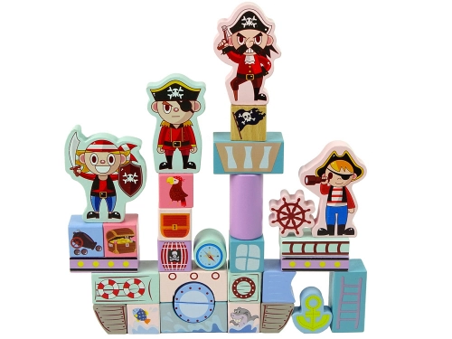 Wooden Bricks Castle Pirates Ship 46 Pieces Puzzle