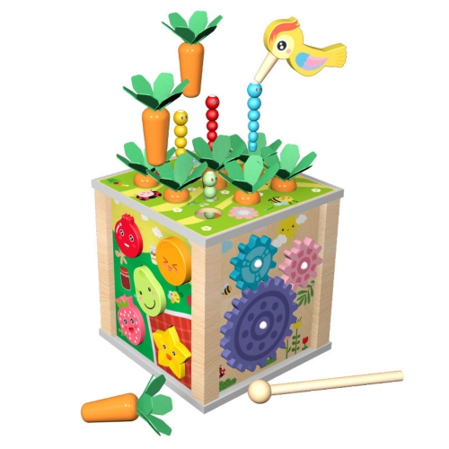 Wooden Cube Educational Sensory Multifunctional 6in1