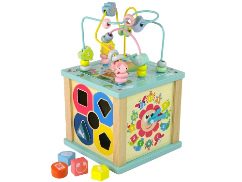 Wooden Educational Cube Sorter Labyrinth Game Clock Chinoiserie