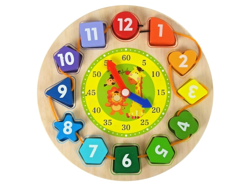 Wooden Educational Sorter Clock Learning Numbers Shapes Colours