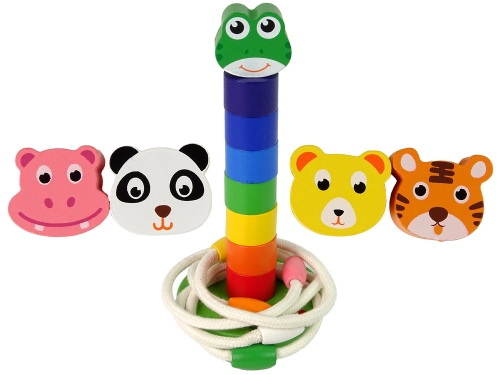 Wooden Pyramid Educational String Puzzle Animals
