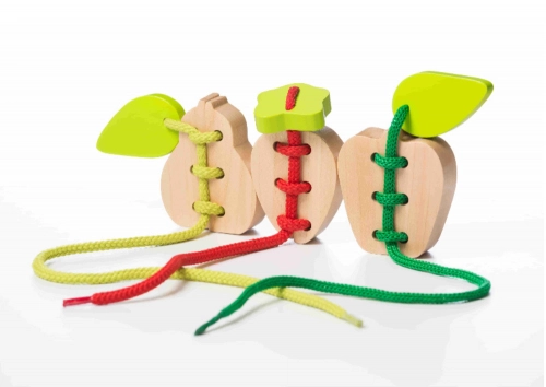 Wooden String Toy Interlaced Fruit Pear Apple Strawberry 14811