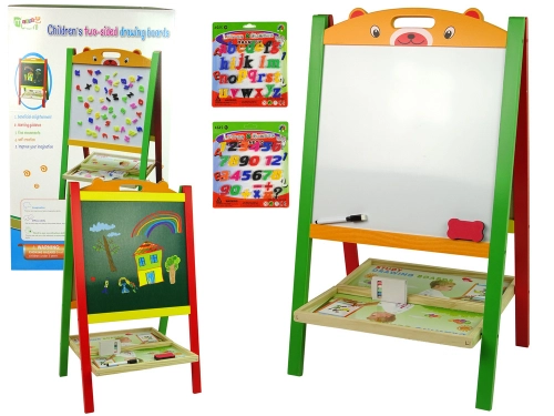 Wooden Whiteboard 2in1 Magnets Writer Numbers Action Words