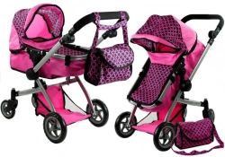 2in1 Doll Bogie and Stroller Alice - Pink and with Dots