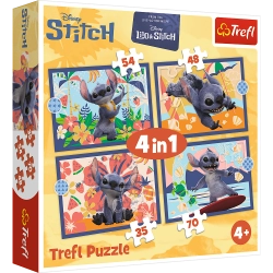 4-in-1 Puzzle – Hawaiian Vacation – Disney Stitch Trefl 34666
