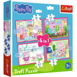 4-in-1 Puzzle (12, 15, 20, 24) – Peppa Loves Adventures – Trefl 34672