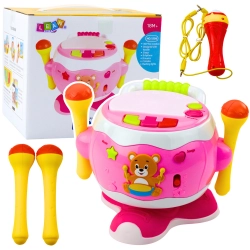 Baby Drum Musical Interactive Lights Sounds Pink