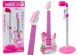 Elektriskā ģitāra ar statīvu un mikrofonu Pink