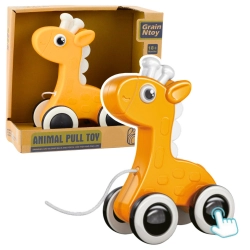 Giraffe Pull String Toy Squeaker Eco Yellow