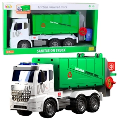 Large Garbage Truck Lifting Function 2 Bins Lights Sounds Green 1:10