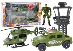 Military Set Military Helicopter Combat Vehicle Control Tower Soldier