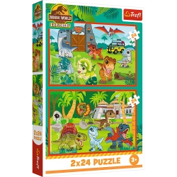 Puzzle - 2x24 - Small dinosaurs - Universal Jurassic World Trefl 34437