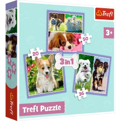 Puzzle - 3 in 1 - Cute dogs - Trefl 34854